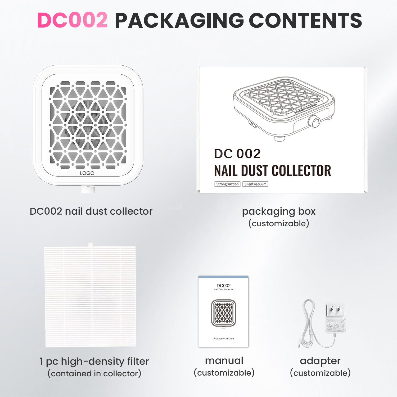 We do Wholesale! DC002 Nail dust collector with Filter paper 2026 latest customized your color and logo